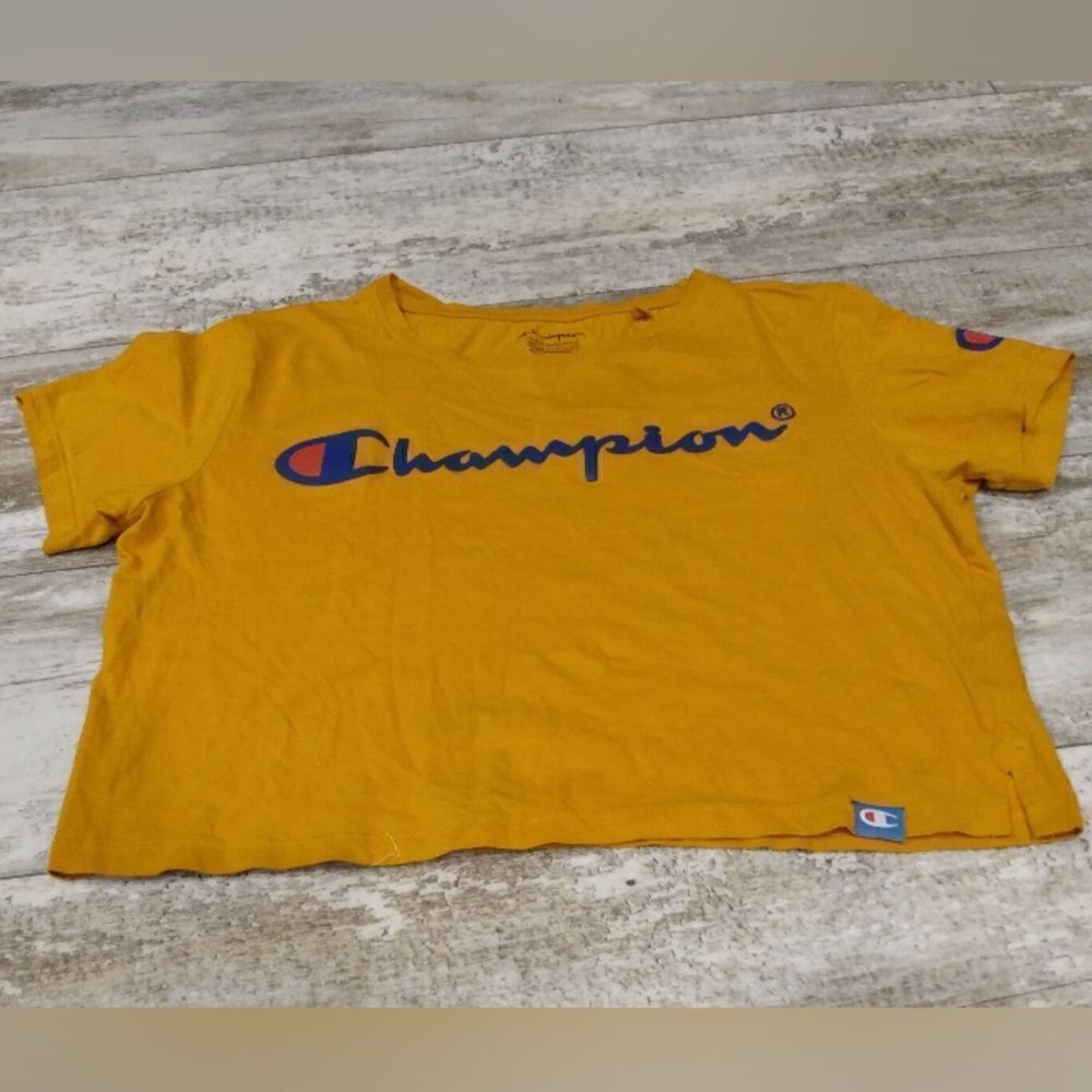 Womens Crew Neck Cropped T Shirt Medium Yellow - Picture 4 of 5